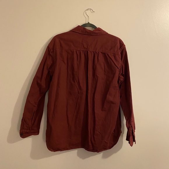 Red casual button down denim shirt - Picture 4 of 5